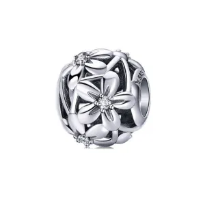 Rodowany srebrny charms pandora kwiaty flowers cyrkonie cyrkonie srebro 925