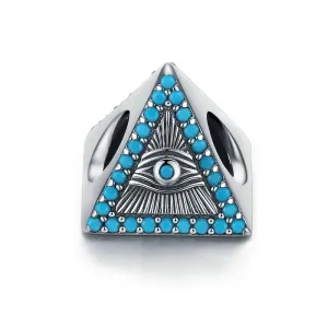 Rodowany srebrny charms do pandora piramida ostrosłup trójkąt Oko Bogaeye cyrkonie srebro 925