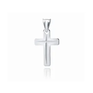 Delikatny rodowany srebrny krzyżyk krzyż diamentowany wzór srebro 925