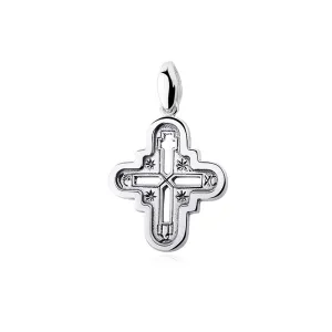 Elegancki rodowany srebrny krzyżyk krzyż lednicki srebro 925