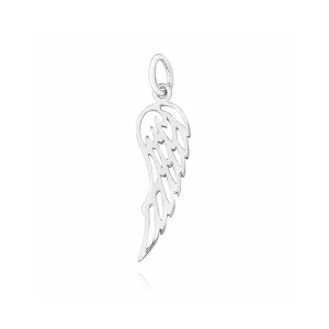 Delikatny rodowany srebrny wisiorek skrzydło anioła skrzydełko wing srebro 925
