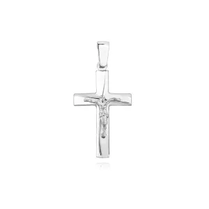 Elegancki rodowany srebrny klasyczny gładki krzyżyk krzyż srebro 925