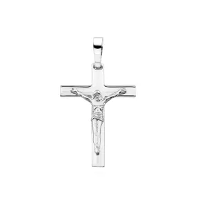 Duży rodowany srebrny krzyżyk krzyż na gruby łańcuch z wizerunkiem Chrystusa srebro 925