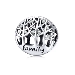Rodowany srebrny charms do pandora szczęśliwa kochająca się rodzina happy family cyrkonie srebro 925
