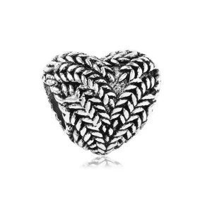 Rodowany srebrny charms do pandora serce serduszko kłosy heart srebro 925