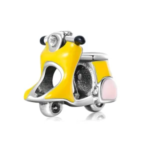 Rodowany srebrny charms do pandora żółty skuter scooter srebro 925