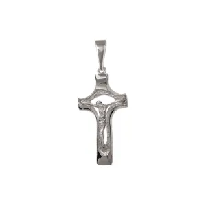 Elegancki srebrny wisior gładki krzyż krzyżyk z wizerunkiem Chrystusa srebro 925