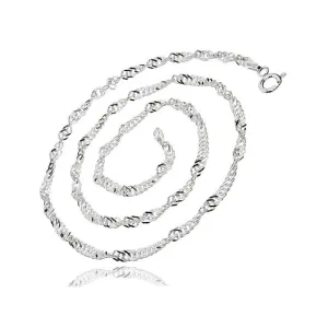 Delikatny srebrny skręcany łańcuszek singapur spiralka 1,3mm srebro 925