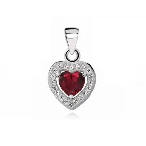 Rodowany srebrny wisiorek serce różowa cyrkonia rubinowa cyrkonie srebro 925