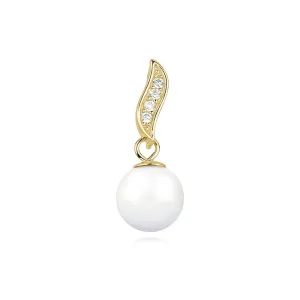 Elegancki pozłacany srebrny wisior wisiorek perła perełka białe cyrkonie srebro 925