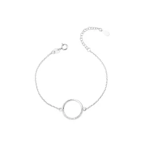 Rodowana srebrna bransoletka szczęścia gwiazd celebrytka kółko circle ring cyrkonie srebro 925