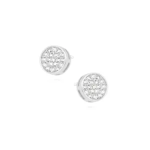 Delikatne rodowane srebrne kolczyki celebrytka kółka circle coin cyrkonie srebro 925