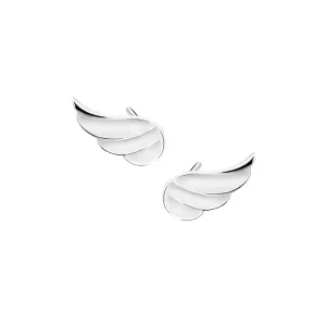 Delikatne rodowane srebrne gładkie kolczyki celebrytka skrzydła skrzydełka srebro 925