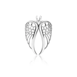Delikatny rodowany srebrny wisiorek skrzydła anioła angel wings srebro 925