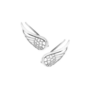 Eleganckie rodowane srebrne kolczyki nausznice skrzydła anioła skrzydełka wings srebro 925