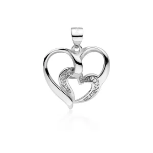 Rodowany srebrny wisiorek serce serduszko heart cyrkonia cyrkonie srebro 925