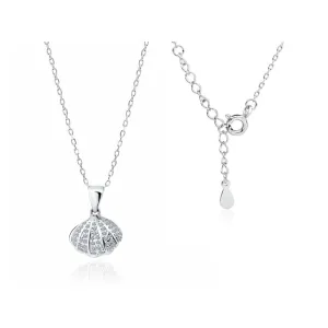Rodowany srebrny naszyjnik gwiazd celebrytka muszla muszelka perła perełka białe cyrkonie srebro 925