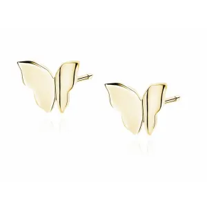 Delikatne pozłacane srebrne kolczyki celebrytki gładkie motylki motyle butterfly srebro 925