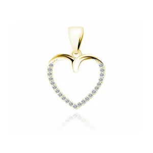 Delikatny pozłacany srebrny wisiorek serce serduszko heart białe cyrkonia cyrkonie srebro 925