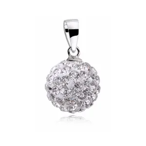 Wisiorek kulka białe kryształki Swarovski 10mm shamballa discoball srebro 925