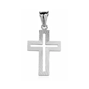 Srebrny rodowany krzyżyk krzyż diamentowany srebro 925