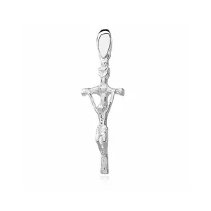 Delikatny rodowany srebrny krzyżyk krzyż papieski srebro 925