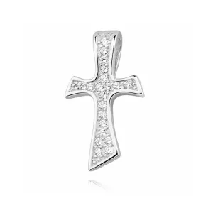 Rodowany srebrny krzyżyk krzyż cyrkonia cyrkonie srebro 925