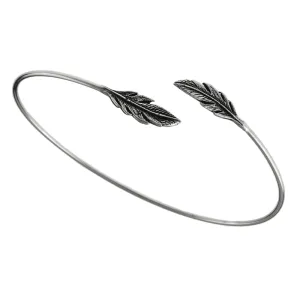 Elegancka otwarta sztywna srebrna bransoleta listki liście leafs srebro 925