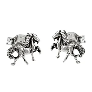 Delikatne oksydowane srebrne kolczyki celebrytka konik koń horse srebro 925
