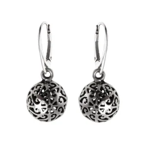 Eleganckie wiszące srebrne kolczyki ażurowe kule kulki balls srebro 925