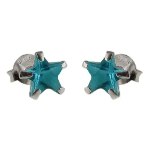 Eleganckie srebrne kolczyki błękitne gwiazdki gwiazdy star cyrkonie srebro 925