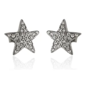 Delikatne rodowane srebrne kolczyki celebrytki gwiazdki gwiazdy stars białe cyrkonie srebro 925