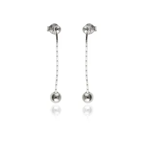 Eleganckie długie wiszące srebrne kolczyki gładkie kulki kuleczki balls srebro 925