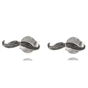 Delikatne oksydowane srebrne kolczyki celebrytki wąsy wąsiki mustache srebro 925