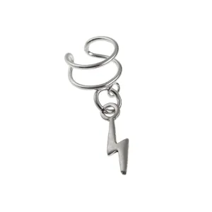 Elegancki srebrny kolczyk gładka nausznica  na małżowinę ear cuff piorun błyskawica grom srebro 925