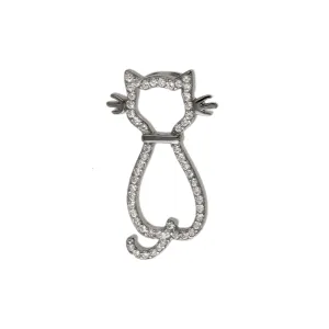 Rodowany srebrny wisior wisiorek kot kotek cat białe cyrkonie srebro 925
