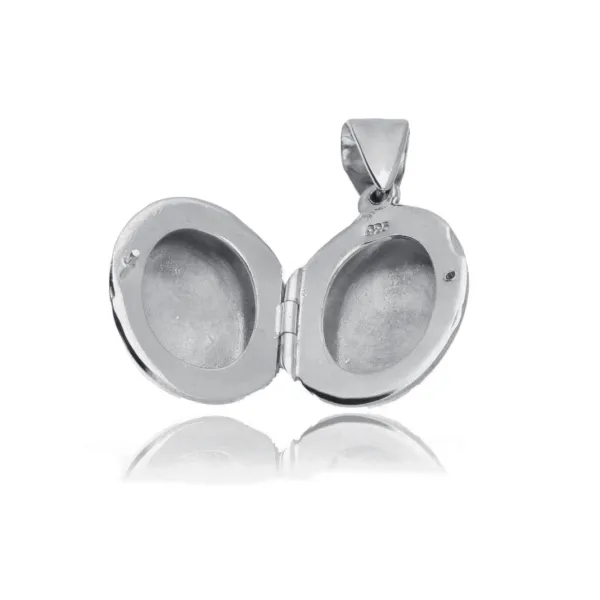 Elegancki owalny otwierany srebrny wisior sekretnik z grawerowanym wzorem srebro 925