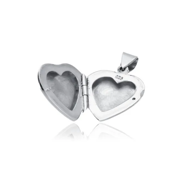 Elegancki otwierany srebrny wisior sekretnik puzderko serce serduszko grawerowany wzór srebro 925