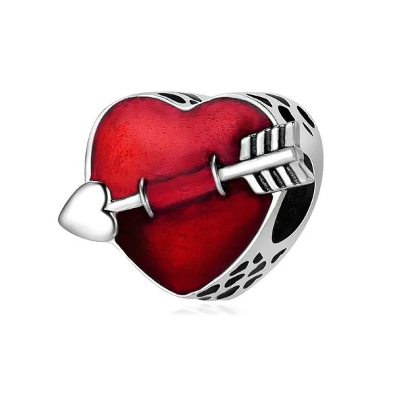 Rodowany srebrny charms do pandora serce serduszko strzała kupidyna arrow heart srebro 925