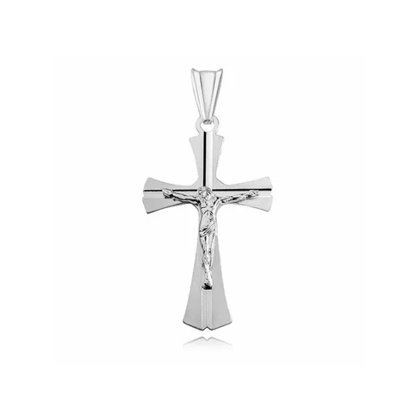 Elegancki srebrny wisior matowy krzyż krzyżyk z wizerunkiem Chrystusa srebro 925