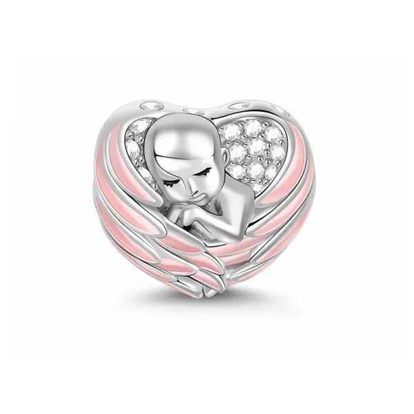 Rodowany srebrny charms do pandora serce dziecko skrzydła niemowlę noworodek baby child srebro 925