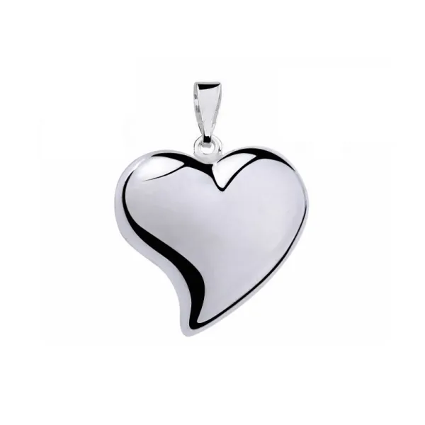 Elegancki klasyczny srebrny wisior duże gładkie serce serduszko heart srebro 925