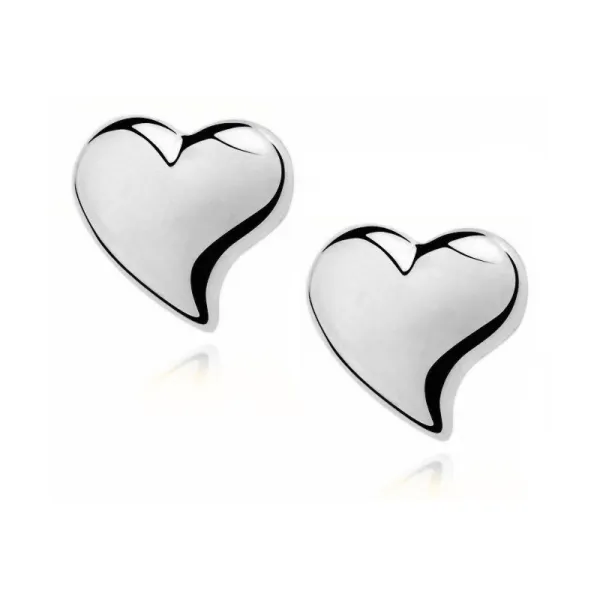 Delikatne klasyczne srebrne kolczyki gładkie wypukłe serca serduszka srebro 925