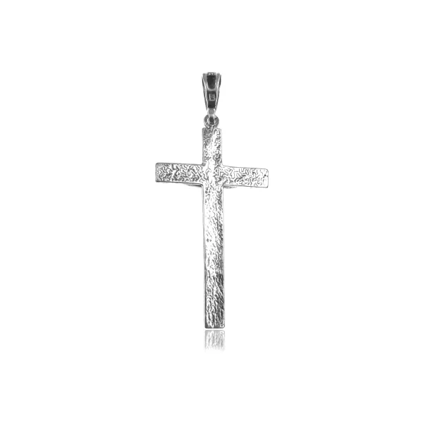 Elegancki oksydowany srebrny wisior duży krzyż na gruby łańcuch z wizerunkiem Chrystusa srebro 925