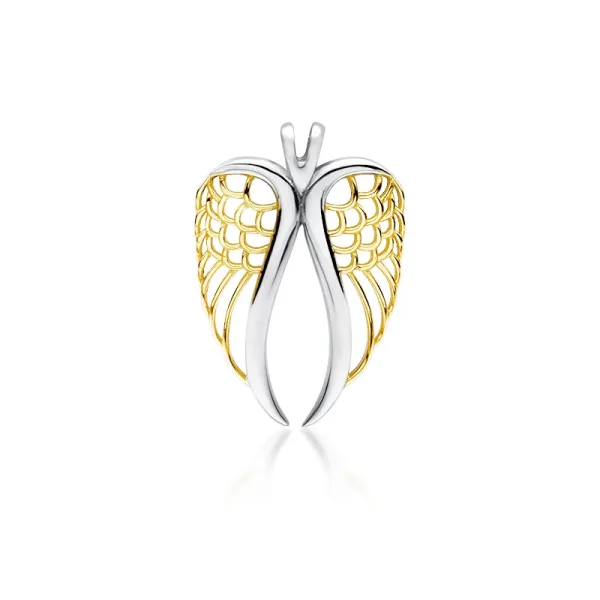 Delikatny rodowany pozłacany srebrny wisiorek skrzydła anioła angel wings srebro 925