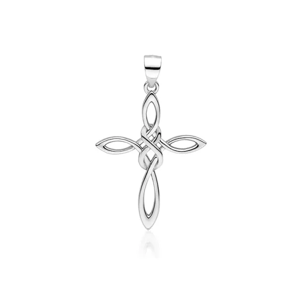Rodowany srebrny krzyżyk krzyż nieskończoność infinity srebro 925