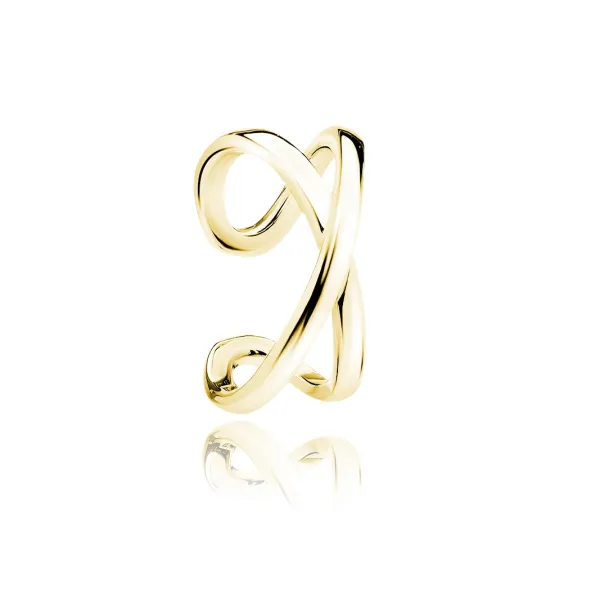 Delikatna pozłacana srebrna nausznica nieskończoność infinity kolczyk na małżowinę ear cuff srebro 925