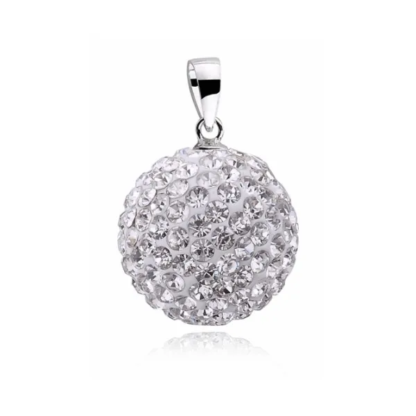 Wisiorek kulka białe kryształki Swarovski 16mm shamballa discoball srebro 925