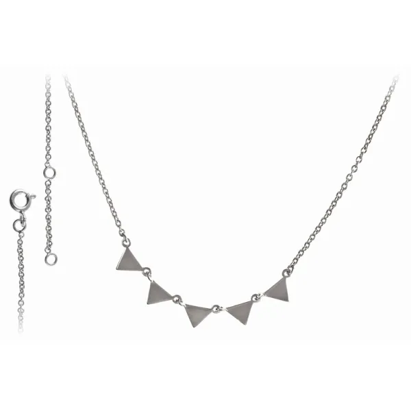 Delikatny rodowany srebrny komplet celebrytka choker trójkąt triangle srebro 925