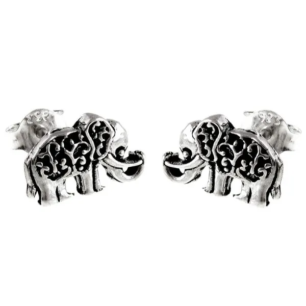 Eleganckie oksydowane srebrne kolczyki celebrytki słonik słoń elephant srebro 925